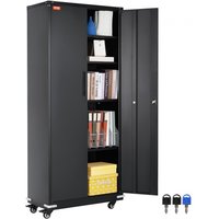 VEVOR 5-Stockiger Aktenschrank Beistellcontainer mit 2 Magnetischen Türen, 90,72 kg Belastbar pro Regal, Abschließbarer Lagerschrank, Rollbarer Metallschrank Bürokommode, für Büro, Garage, Zuhause von Vevor