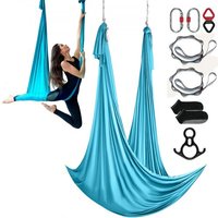 VEVOR Aerial Yoga Hängematte Set 10 x 2,8 m, Blau Aerial Yoga Swing Air Fliegen, Indoor Aerial Yoga Hammock Swing 1000 kg Max. Tragfähigkeit, inkl. Yoga-Socken & Stahlkarabiner & Alu-Drehgelenk von Vevor