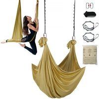 VEVOR Aerial Yoga Hängematte Set 4 x 2,8 m, Golden Aerial Yoga Swing Air Fliegen, Yoga-Schaukel Hammock Swing 1000 kg Max. Tragfähigkeit, inkl. Yoga-Socken & Stahlkarabiner, Anti-Gravity-Übungen von Vevor