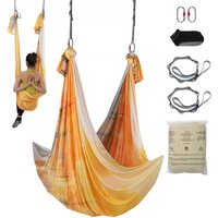 VEVOR Aerial Yoga Hängematte Set 5 x 2,8 m, Golden Aerial Yoga Swing Air Fliegen, Yoga-Schaukel Hammock Swing 1000 kg Max. Tragfähigkeit, inkl. Yoga-Socken & Stahlkarabiner, Anti-Gravity-Übungen von Vevor