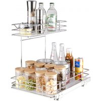 VEVOR Ausziehbares Spülschrankregal Küchenschrank Gewürzregal Doppelkorb, 124 x 399 x 63 mm + 292 x 419 x 63 mm Waschbecken Regal Herausziehbarer Schrank Organizer Unterschrankregal Spülschrank von Vevor