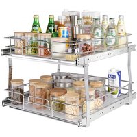 VEVOR Ausziehbares Spülschrankregal Küchenschrank Gewürzregal Doppelkorb, 452 x 516 x 80 mm + 474 x 533 x 80 mm Waschbecken Regal Herausziehbarer Schrank Organizer Unterschrankregal Spülschrank von Vevor