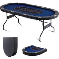 VEVOR Casino Pokertisch Klappbare Tischbeine 2140 x 1070 x 760 mm (L x B x H), Faltbarer Pokertisch, Schwarz & Blau Pokerauflage Klapptisch für 10 Spieler, Pokertisch mit Staubschutzhülle Tragbar von Vevor