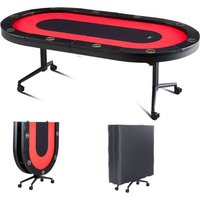 VEVOR Casino Pokertisch Klappbare Tischbeine 2290 x 1220 x 800 mm (L x B x H), Faltbarer Pokertisch, Schwarz & Rot Pokerauflage Klapptisch für 10 Spieler, Pokertisch mit Staubschutzhülle Tragbar von Vevor