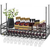 VEVOR Deckenmontiertes Bar-Weinregal Weinglas-Hängeregal Schwarz 48-91cm von Vevor