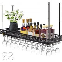 VEVOR Deckenweinregal, 48-91 cm Höhe Deckenregal Weinregal, 10-26 cm Breite Wandmontage Deckenweinregal, 15 kg Tragfähigkeit Stemware Holder Decke Dekoration Regal, 33 Tassen Gläser Weinglashalter von Vevor