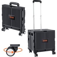 VEVOR Einkaufstrolley Klappbar 24,9kg(Dynamisch)/49,8kg(Statisch) Trolley aus PP-Korb und Gummirädern Einkaufskorb Einkaufswagen 364x310x892mm Klappbox mit Rädern meistert alle Arten von Terrain von Vevor