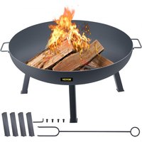 VEVOR Feuerschale, φ 85 cm Feuerkorb 23 cm Tiefe Kohlenstoffstahl Feuerschale 40,5 cm Höhe Feuerstelle Terrasse, Rostfrei und Hitzebeständig Feuerkorb Camping, Feuerstelle Garten BBQ Schwarz von Vevor