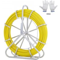 VEVOR Fiberglas Kabel Rad Ø6,35mm x 129,5m Glasfaserstab inkl. Stahlhaspel Handschuhe Bremsgriff Metall-Zugköpfe Fischband -40℃ bis +80℃ Einziehhilfe Einziehband Einziehspirale von Vevor