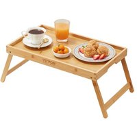 VEVOR Frühstückstablett Bambus-Rahmen Betttablett 609x300x226 mm, Serviertablett Betttisch mit Klappbaren Beinen Knietisch, Essenstablett auch als Laptop-Schreibtisch, Notebook-Tisch Servieren von Vevor