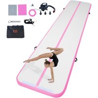 VEVOR Gymnastik-Luftmatte Aufblasbare Gymnastik-Tumbling-Matte, Tumbling-Bahn mit Elektrischer Pumpe, 498 x 101 x 10 cm Trainingsmatten für den Heimgebrauch/Fitnessstudio/Yoga/Cheerleading Pink von Vevor