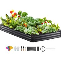 VEVOR Hochbeet Pflanzkübel Blumenkasten Garten Pflanzkasten Terrassen Gemüserüben Gartenrüben Pflanzbeet Dunkelgrau 240x120x30cm verzinktem Metall von Vevor