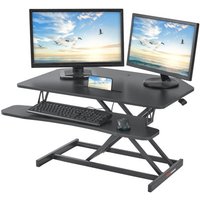 VEVOR Höhenverstellbarer Schreibtischaufsatz 915 x 600 mm Stehpult mit Tastaturablage, Schnell Sitz Steh Doppellagiger Computertisch Stehpult Konverter 20 kg Belastbarkeit für 2 Monitore Schwarz von Vevor