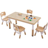 VEVOR Kindersitzgruppe Kindertisch, 4 Kinderstühle 1 Tisch Kindersitzgruppe aus PP, Kindertisch-Set Einstellbar 48,2-57,2 cm / 27-31 cm für Kinder, Mädchen, Spielzimmer Stabiles Kindermöbelset von Vevor