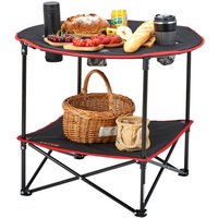 VEVOR Klapptisch Campingtisch 720x720x610 mm, Zusammenklappbarer Gartentisch 2-lagiger Balkontisch Mehrzwecktisch mit 4 Getränkehaltern 25 kg Belastbar Camping Tisch Falttisch Tragbar Oxford-Stoff von Vevor