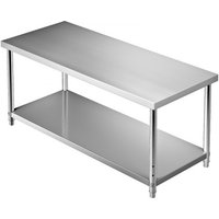 VEVOR Kommerzieller Edelstahltisch 183 x 76 x 86 cm, Edelstahl Zweilagiger Arbeitstisch Zerlegetisch Gastro 150 kg + 100 kg Tragfähigkeit, Gewerbe Küchentisch, Höhenverstellbarer Zubereitungstisch von Vevor