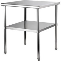 VEVOR Kommerzieller Edelstahltisch 76,2 x 76,2 x 91,4 cm, Edelstahl Zweilagiger Arbeitstisch Zerlegetisch Gastro 226 kg + 136 kg Tragfähigkeit, Gewerbe Küchentisch, Zubereitungstisch Küchenmöbel von Vevor