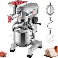 VEVOR Küchenmaschine, 1100 W Knetmaschine 20 L Edelstahl Kompakt Küchenmaschine 120 kg/h Fleischwolf, 20 L Schüssel, Standmixer 3 Geschwindigkeiten, Mixer Multifunktional  Zerkleinerer von Vevor