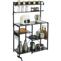 VEVOR Küchenregale Standregal 900 x 400 x 1460 mm, Küchen Bäckerregal 7-stockiges Mikrowellenregal, 99,79 kg Belastbar Gewürzregale mit 8 Haken Küchenregal Industrie-Design Eingebaute Steckdose von Vevor