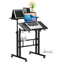 VEVOR Laptoptisch Höhenverstellbar 670–1140 mm Notebooktisch Projektionstisch, Weiß Laptoptisch Rollbar 600 x 600 mm Mobiler Schreibtisch Pflegetisch Computerschreibtisch Workstation Doppelschicht von Vevor