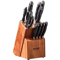 VEVOR Messeraufbewahrungsblock mit 15 Fächern, Messerhalter aus Akazienholz, ohne Messer von Vevor