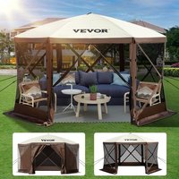 VEVOR Pavillon-Zelt, 3,6 x 3,6 m, 6-seitiges Pop-up-Camping-Überdachungszelt mit Netzfenstern, tragbarer Tragetasche, Erdnägeln, großen Schattenzelten für Camping im Freien, Rasen und Hinterhof von Vevor