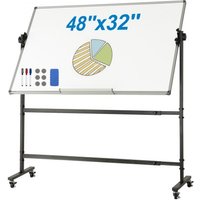 VEVOR Rollbares Whiteboard, 48 x 32 Zoll Doppelseitiges Magnetisches Mobiles Whiteboard, 360° Wendbare, Höhenverstellbare Trockenlöschtafel mit Rädern und Beweglicher Ablage von Vevor