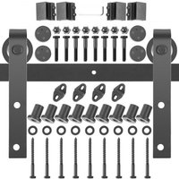 VEVOR Schiebetürbeschlag 366cm Länge Schiebetürsystem aus Kohlenstoffstahl Schiebetüren Komplettset 150kg Tragfähigkeit Laufschienen Set max. 183cm Türbreite Geeignet für Küche Scheunen Ställe von Vevor