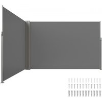VEVOR Seitenmarkise 200 x 600 cm Seitenwandmarkise aus 180 g/m² Polyestergewebe mit PU-Beschichtung Markise einziehbarer Griff mit Federmechanismus Sichtschutz Blickschutz für Balkone Innenhöfe Grau von Vevor