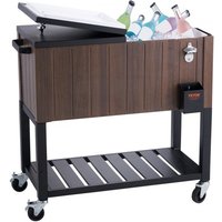 VEVOR Servierwagen Kühlwagen 80 QT, Beistellwagen Getränkewagen 890 x 470 x 830 mm, Getränkekühler Getränkekühlwagen Braune Eisbox Eiswagen Party Kühler Partywagen mit Trennblatt Beistellwagen von Vevor