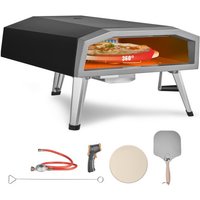 VEVOR Tragbarer Pizzaofen Outdoor 406,4 mm, Gas Holzpellets Holzkohle Pizzaofen, Edelstahl Pizzaofen, Max. 540 ℃ Holzpelletsschaufel & Pizzastein & Tragetasche–Premium Pizza Holzofen für Garten von Vevor