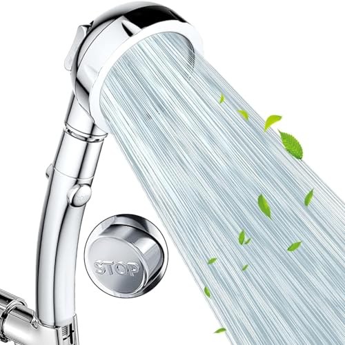 VewePata High Pressure Hand Shower with On/Off Pause Switch, 3 Spray Modes, Water-Saving Shower Head,Removable Shower Accessories, for Dry Skin and Hair (Silber-Duschkopf) von VewePata