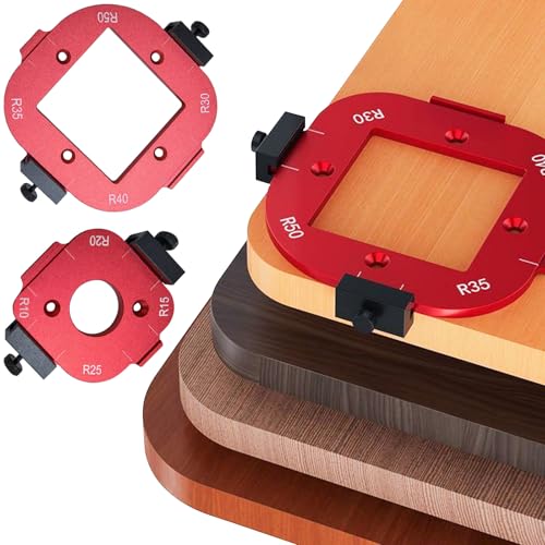 4-in-1 Radius Jig Router Schablonen - Frässchablonen für Oberfräse (R10 R15 R20 R25 R30 R35 R40 R50) für Oberfräse & DIY-Holzbearbeitung, Profi-Routingvorlagen für Exakte Rundungen und Ecken von VexNook