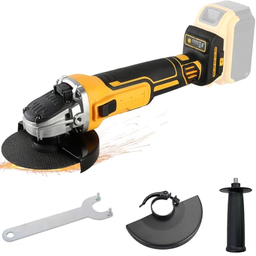Akku-Winkelschleifer, kompatibel mit Dewalt 18 V 20 V Akku – 125 mm leistungsstarkes Schleifwerkzeug mit 3 Geschwindigkeitsstufen, bürstenloser Motor mit 10000 U/min, verstellbarer Schutz zum von VexNook