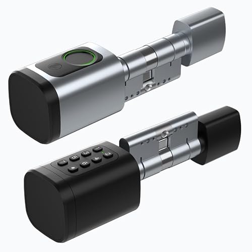 Elektronisch Türschloss Fingerabdruck – Smart Lock mit Verstellbarer Schließzylinder 60-90mm, Haustürschloss mit Fingerabdruck, Passwort, RFID, Bluetooth, Schlüssel, Unterstützen App Fernbedienung von VexNook