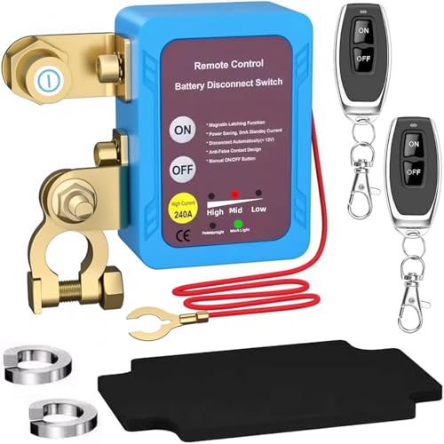 Remote Car Battery Disconnect Switch 12V 250A - Remote Control Isolator Switch with 2 Remote Controls, Energy Saving and Anti-Theft for Efficient Vehicle Maintenance and Battery Protection von VexNook