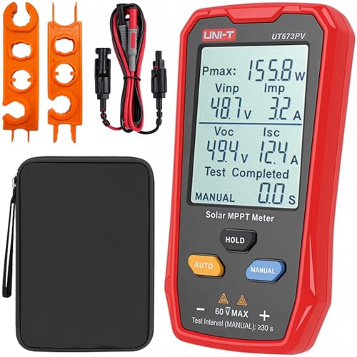 Solarpanel Tester - 800W Photovoltaik Multimeter mit Großem Ultraklarem LCD, Solar MPPT Messgerät, Einfach zu transportieren, benutzerfreundlich, Datentest für Photovoltaikmodule von VexNook