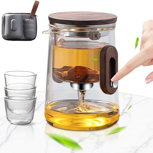 Wassertrennung Glas Teekanne - Magische Glas Teekanne mit 1 Kanne und 3 Tassen, Transparente mit Infusor, KäLtebestäNdiges und HitzebestäNdiges, für Zuhause, Arbeitsplatz von VexNook