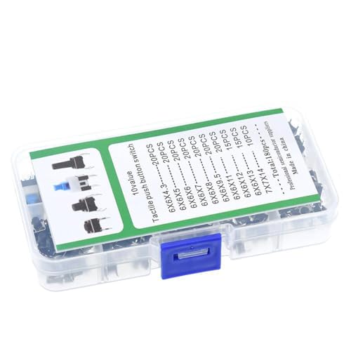 180pcs Momentare Taktschalter 10 Typen Direkteinfügungsleuchte Touch Schalter 4Pin Touchs Druckknopfschalter Dauer von Vexebnular