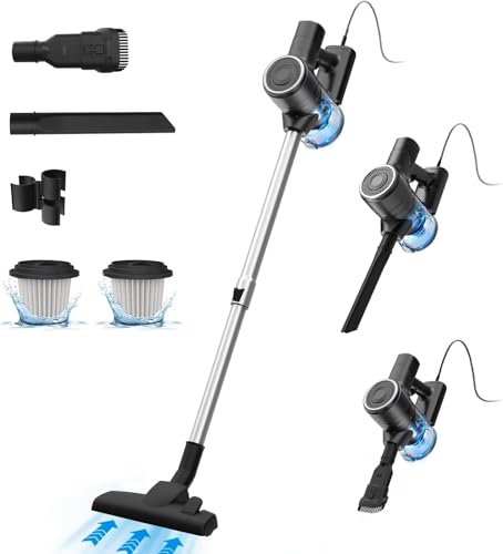 Vexilar C6 Staubsauger mit Kabel, 600W/28kPA Vacuum Cleaner, Leicht 5-in-1 Staubsauger mit 7m Kabellänge, 800ml Staubbehälter, Stielstaubsauger mit Kabel für Boden, Teppich, Haare von Vexilar