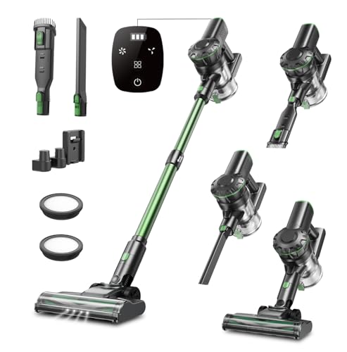 Vexilar Akku Staubsauger, 60Mins/45Kpa/550W Staubsauger Kabellos, Bürstenloser Motor Akkustaubsauger, Selbststehend, LED Display, 6-in-1, Super Leise für Zuhause/Auto Hartböden Teppiche Tierhaare Vexilar Akku Staubsauger, 60Mins/45Kpa/550W Staubsauger Kabellos, Bürstenloser Motor Akkustaubsauger, Selbststehend, LED Display, 6-in-1, Super Leise für Zuhause/Auto Hartböden Teppiche Tierhaare von Vexilar
