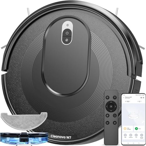 Vexilar W7 Saug und Wischroboter 3 in 1, 4000Pa Saugroboter mit Wischfunktion, Bürstenloses Düsendesign, 120Mins Max, Schlank und Geräuscharm Roboterstaubsauger ideal für Tierhaare, Hartböden, Teppich von Vexilar