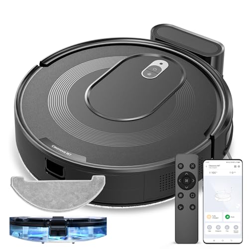 Vexilar W7 Saugroboter mit Wischfunktion 3 in 1, Staubsauger Roboter mit Anti-Haar-Wicklungs-Saugdüse, 4000Pa Saugkraft, 120Mins Max, APP/Fernbedienung, Ideal für Tierhaare,Teppiche und Hartböden von Vexilar