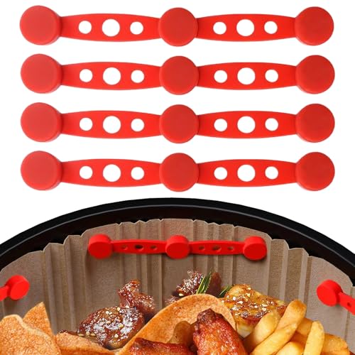 Silikon-Magnet-Clips für Luftfritteusen, 4 Stück, magnetische Silikon-Schnalle zum Festhalten von Luftfritteusen, Pergamentpapiereinlagen, Airfritteusen-Zubehör, universelle Passform für alle von Vexilon