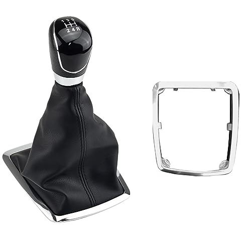 Vexilon 5/6 geschwindigkeit Schaltknauf Hebel HandBall, for Ford, for Focus, 2 MK2 FL C-MAX 2006-2011 MK3 MK4 MK7 Galaxy Gaiter Boot Leder Abdeckung Schaltknauf(5 Speed-Black-A) von Vexilon