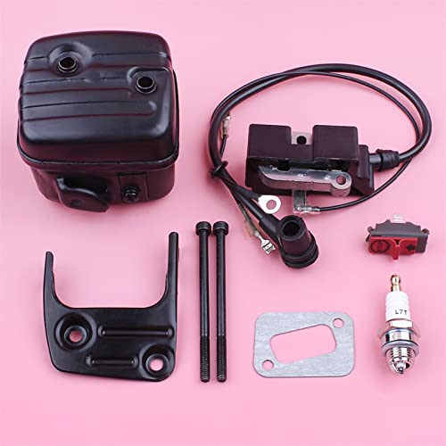 Vexilon Auspuffschalldämpfer Zündspule, for Husqvarna, 340 345 346XP 350 351 Kettensäge Ersatzteil Halterung Bolzen Schalter Dichtung Zündkerze Kettensägen-Schalldämpfer-Kit von Vexilon