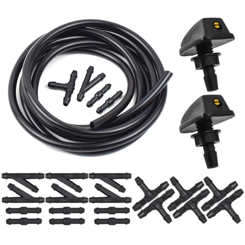 Vexilon Auto Universal Frontscheibe Wischer Düse Jet Sprayer Schlauch Rohr Connector Kit Spray Wasser Fan Auslauf Waschmaschine Outlet Einstellung Scheibenwaschdüse(With Regulator) von Vexilon