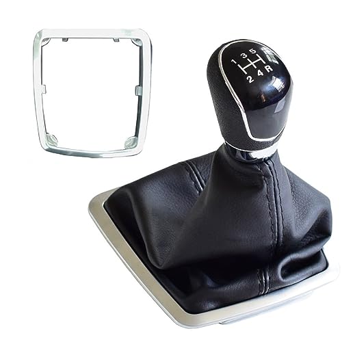 Vexilon Silber-schwarzer Schaltknauf 5-Gang-6-Gang-Schaltgetriebe, for Ford, for Focus, 2 MK2 FL C-MAX 2006-2011 MK3 MK4 MK7 Galaxy Schaltknauf(Black-5 Speed) von Vexilon