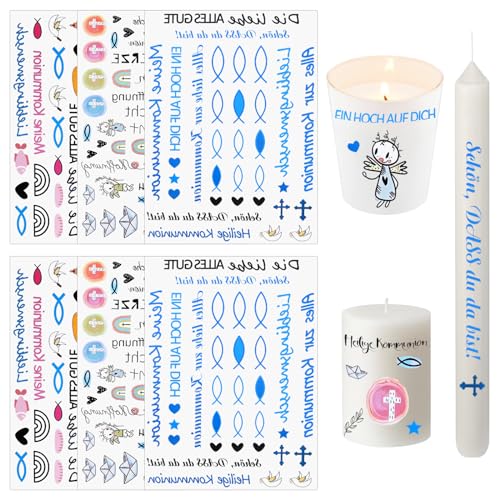 6 PCS Kerzentattoos Kommunion(200+ Muster) Kerzentattoo Wasserschiebefolie Kerzenfolie Kerzenaufkleber Kerzen Tattoo Kommunion DIY Geschenk Kerzenaufkleber candle von Vexlyn