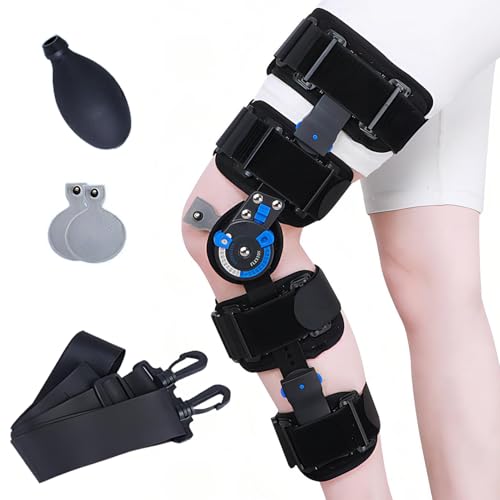 Vexorium Knieorthese nach OP, Verstellbare Post-Op Knie Wegfahrsperre Kniebandage Stabilisierung ROM Beinschienenschutz für Meniskusriss Post-Operative ACL mit Scharnier Riemen für Erwachsene,Left von Vexorium